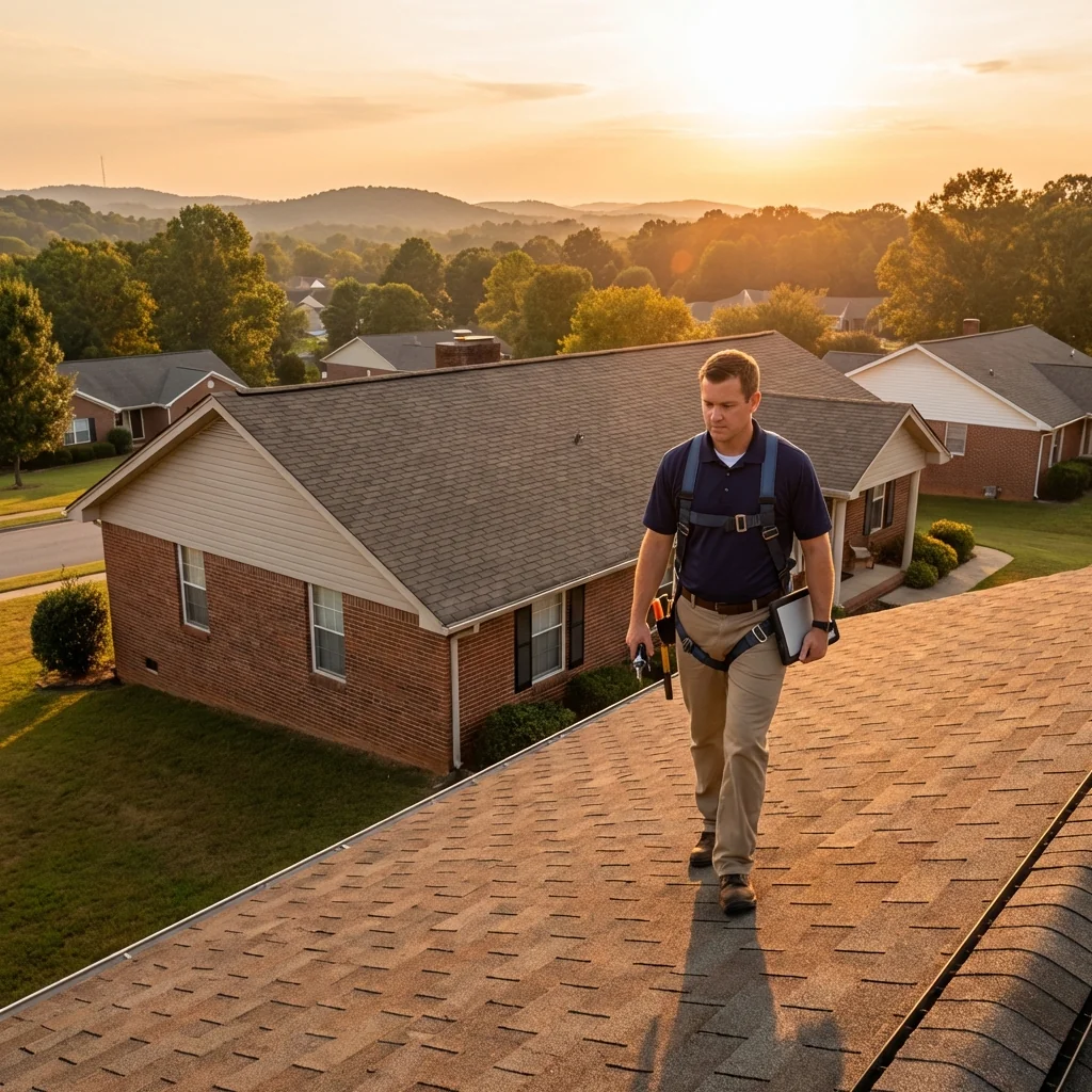 Certified Roof Inspector examining a roof in Birmingham