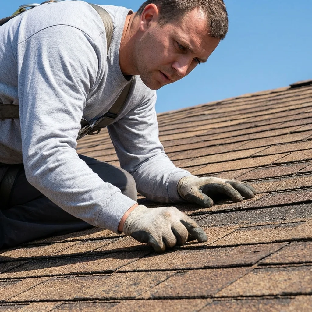Roofing insurance claim specialist assisting homeowner