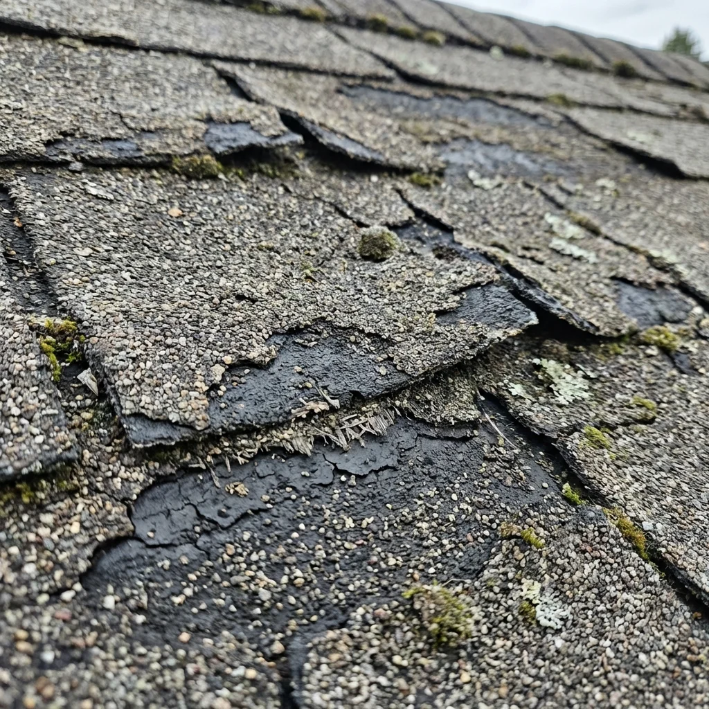 Close up of aged shingles on a Birmingham home